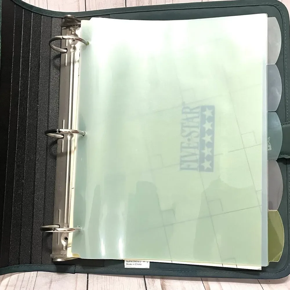 Vintage Y2K Mead 5 Star First Gear Zipper Binder 3 Ring 3” Forest Green Calendar